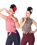 SugarShock Henja 50s Style retro Gingham Binde Bluse