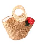 SugarShock Jasina 50s retro Hibiskus Blüten Bast Korbtasche