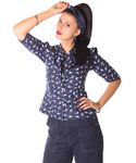 SugarShock Aharia Swallow 50s Schluppen Bluse