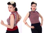 30er FINJA retro Rockabilly Perlen Jumper Strick Shirt Top Rückenfrei