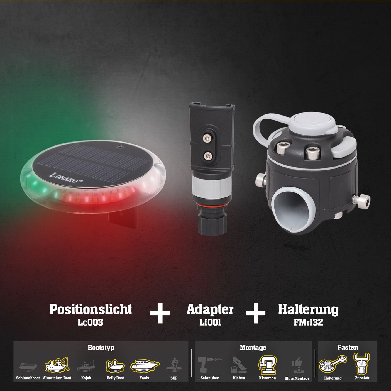 Lc003 /& Lw001 Positionslicht Fasten Halterung für Lonako Navigationsleuchten