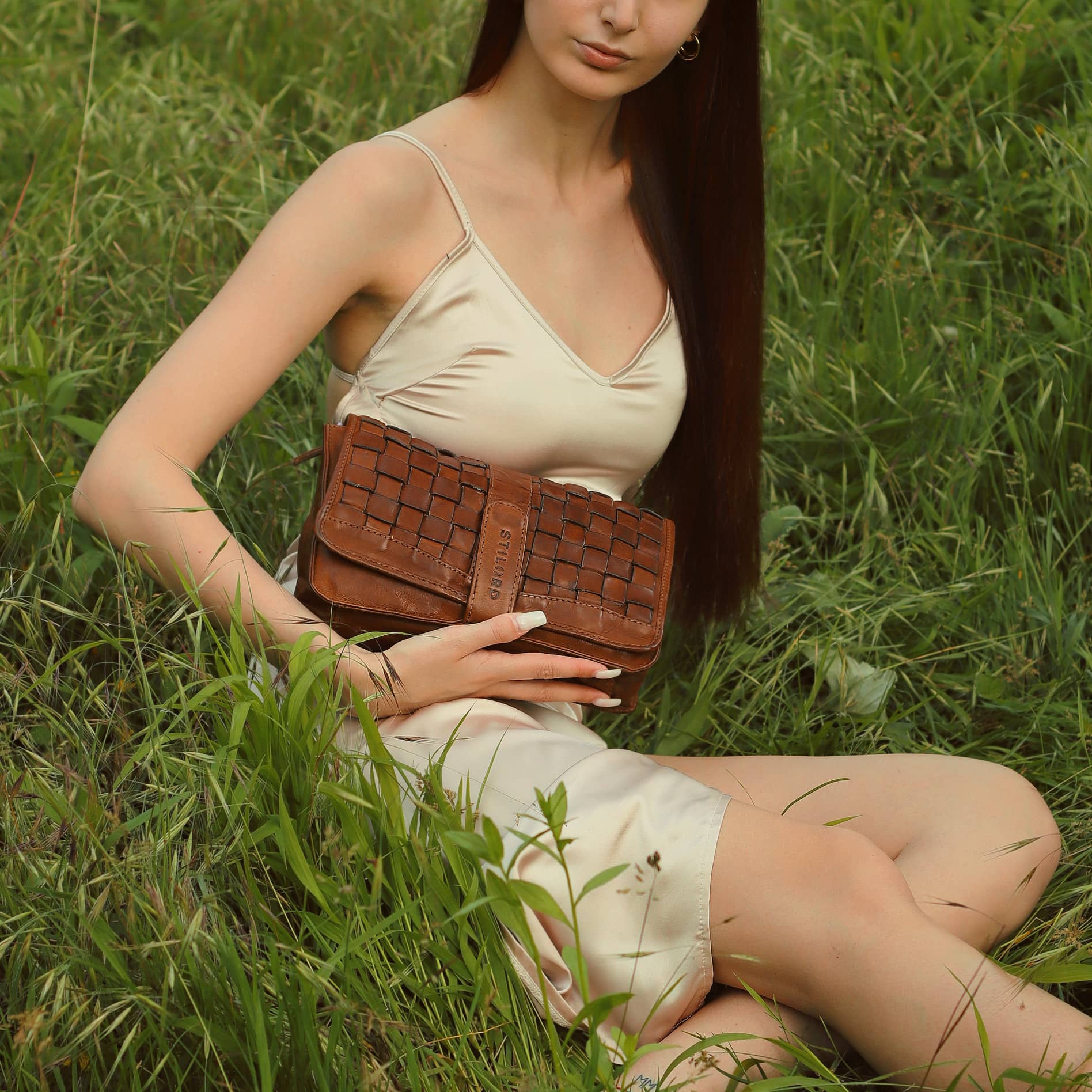 Leder Vintage Handtasche für Frauen klein braun 