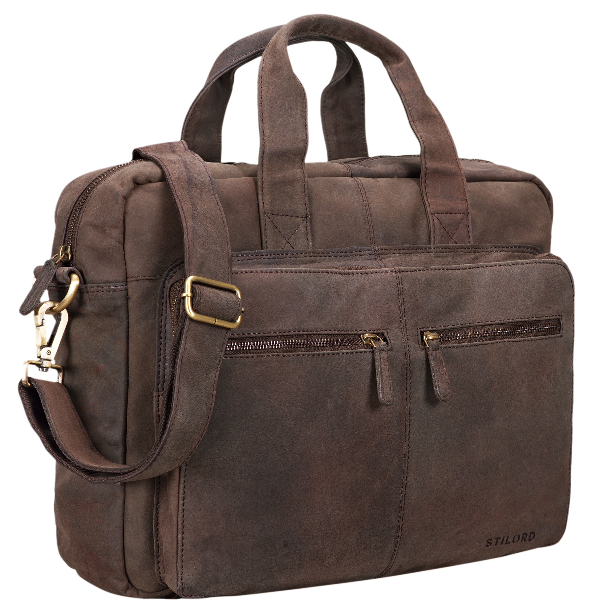 STILORD "Leandro" Ledertasche Herren Laptoptasche 15.6 Zoll braune