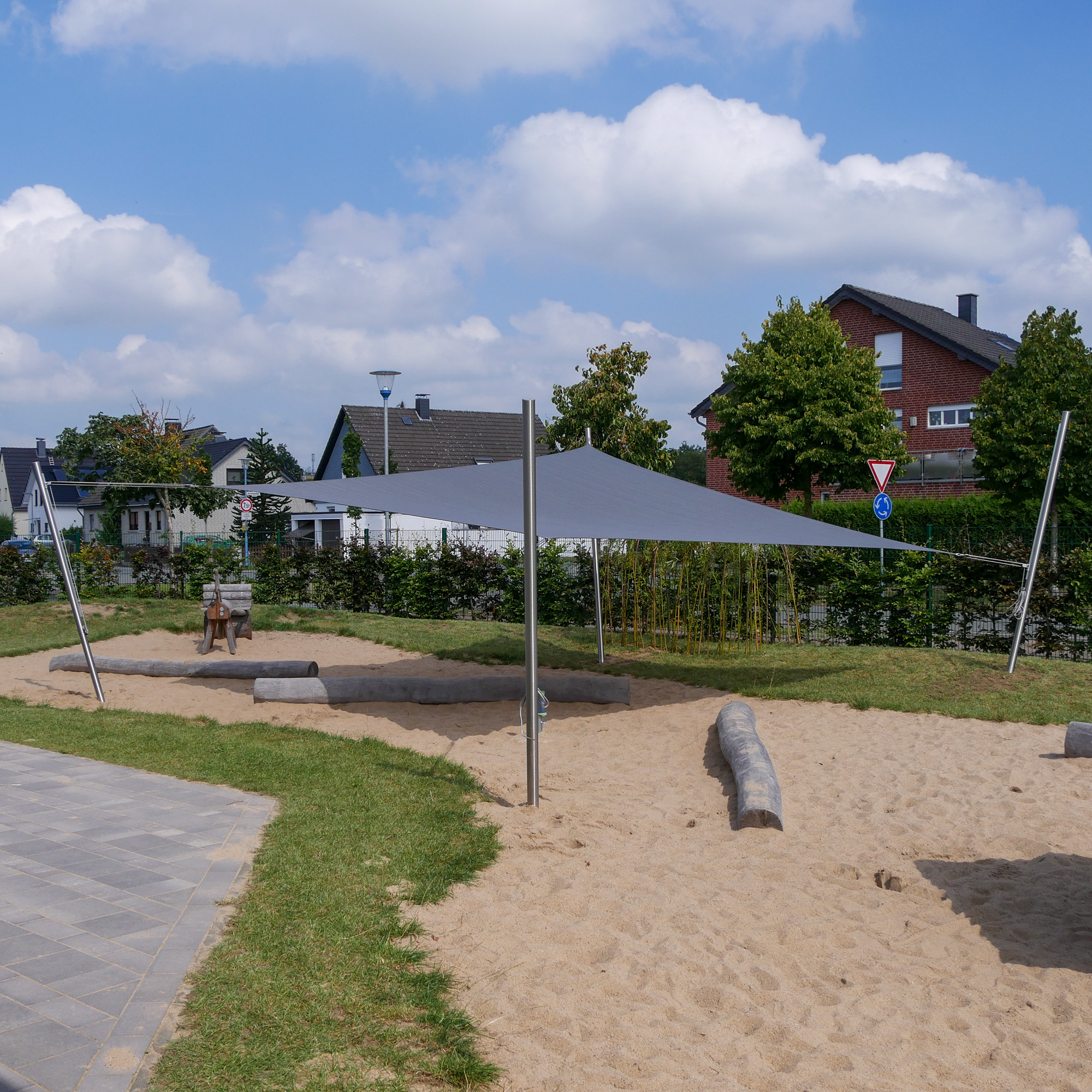 KITA Sonnensegel Komplettset rechteckig freistehend mit Edelstahlmasten