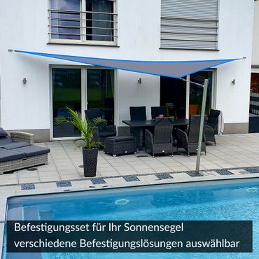 Befestigungsset für dreieckige Sonnensegel mit Edelstahlmasten