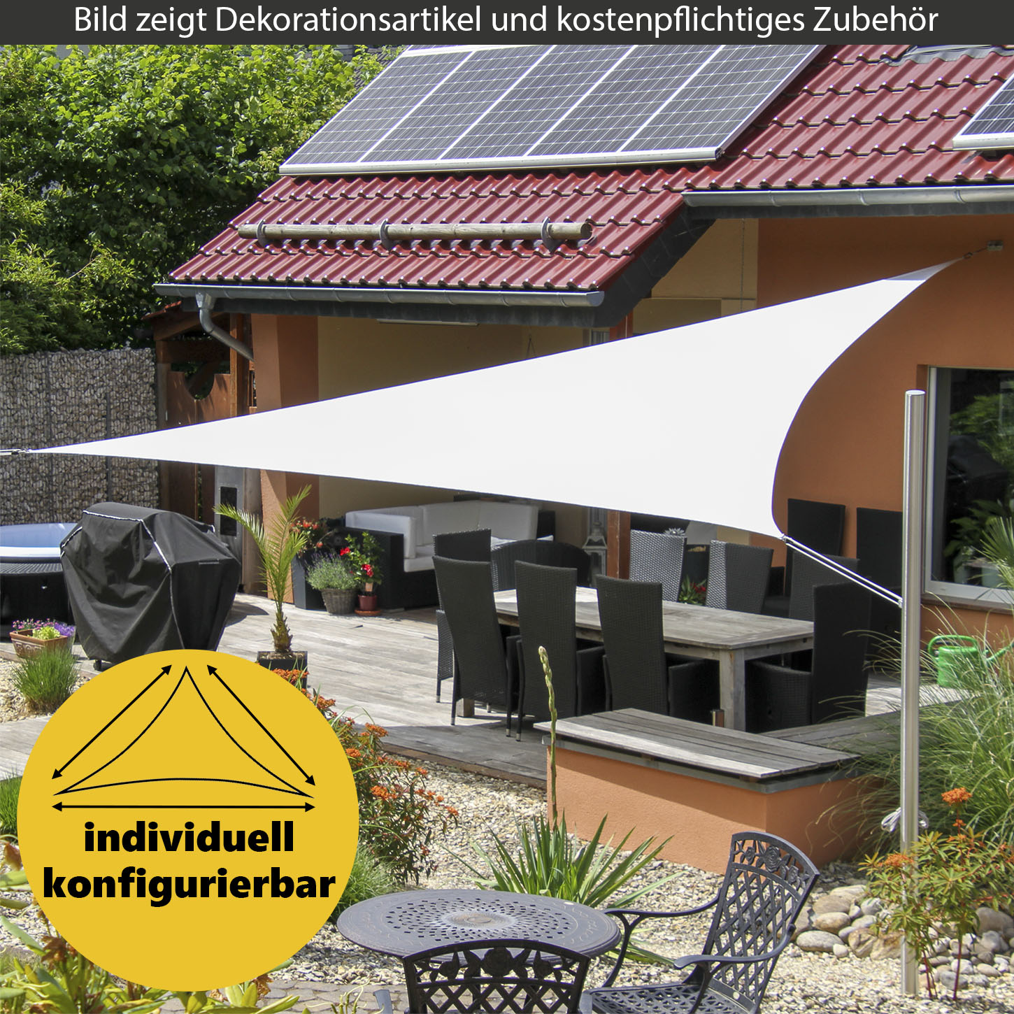     Sonnensegel-Set nach Maß dreieck 1 Wandhalter 2 Pfosten
