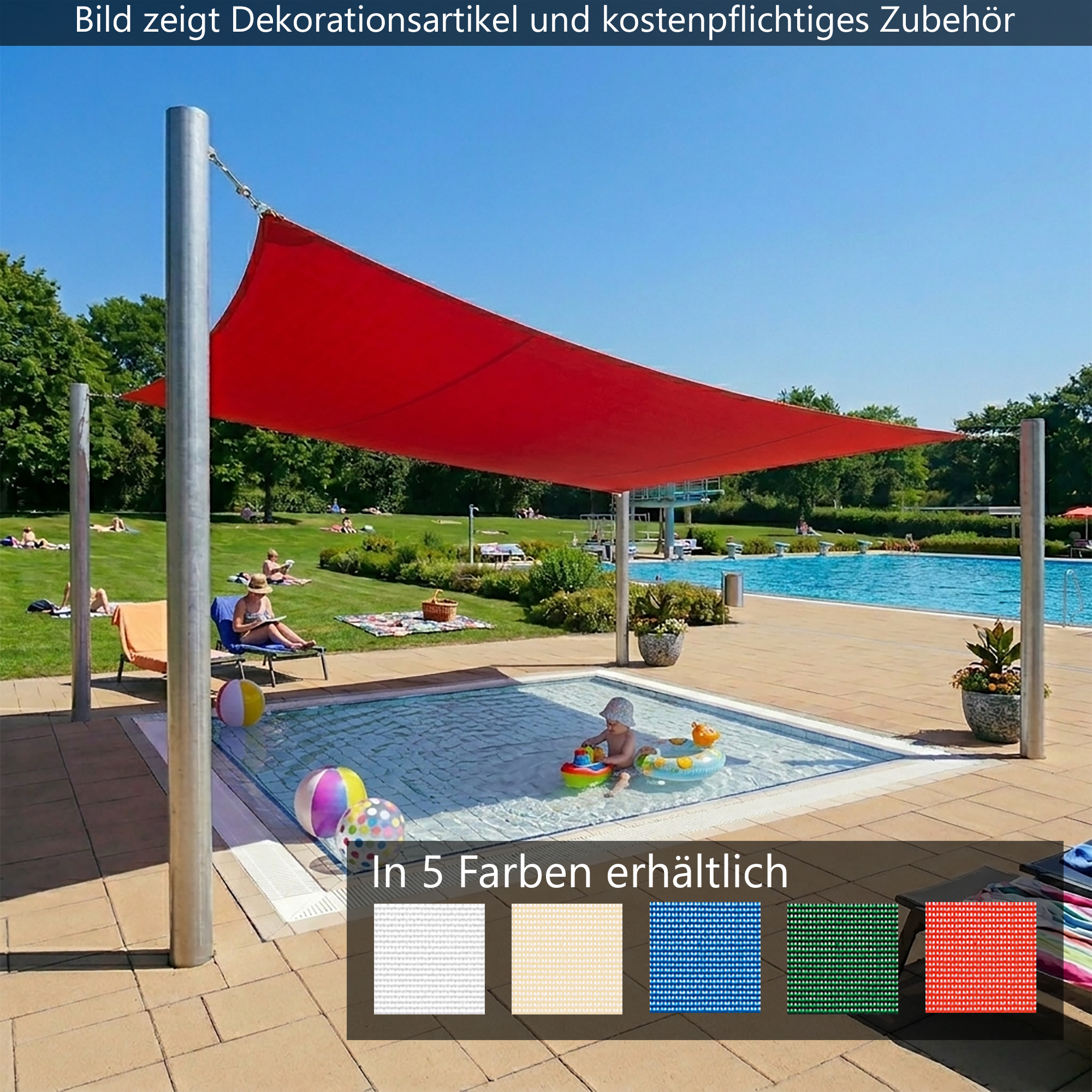 Ganzjahres Sonnensegel-Anlage viereck | SCHATTENFIX