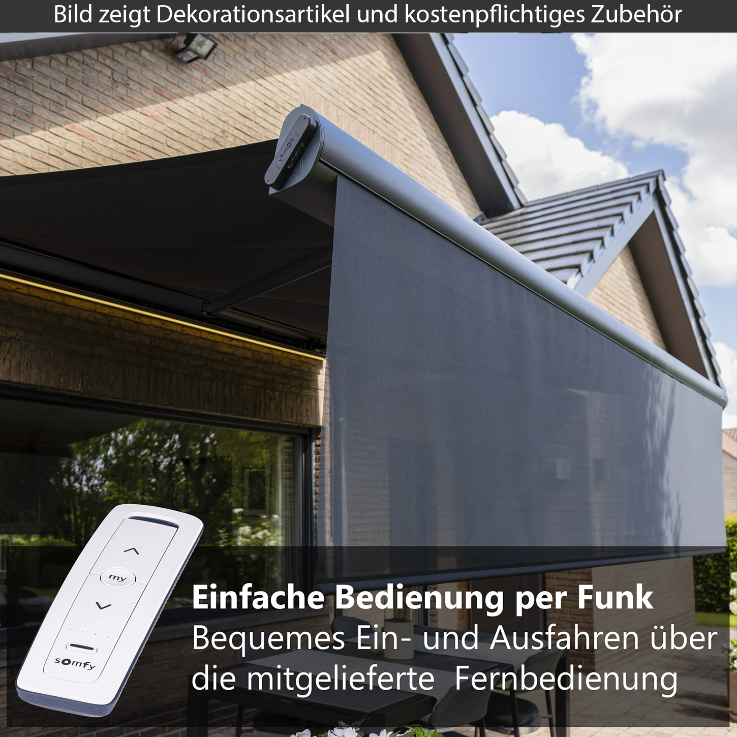 B25 Volant - Markise mit Vario-Volant gegen tiefstehende Sonne | SCHATTENFIX