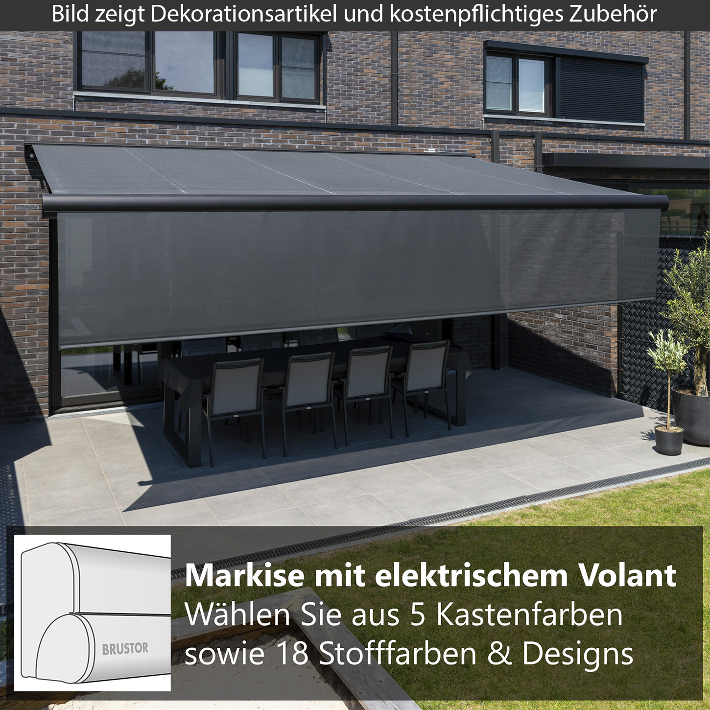     B25 Volant - Markise mit Vario-Volant gegen tiefstehende Sonne