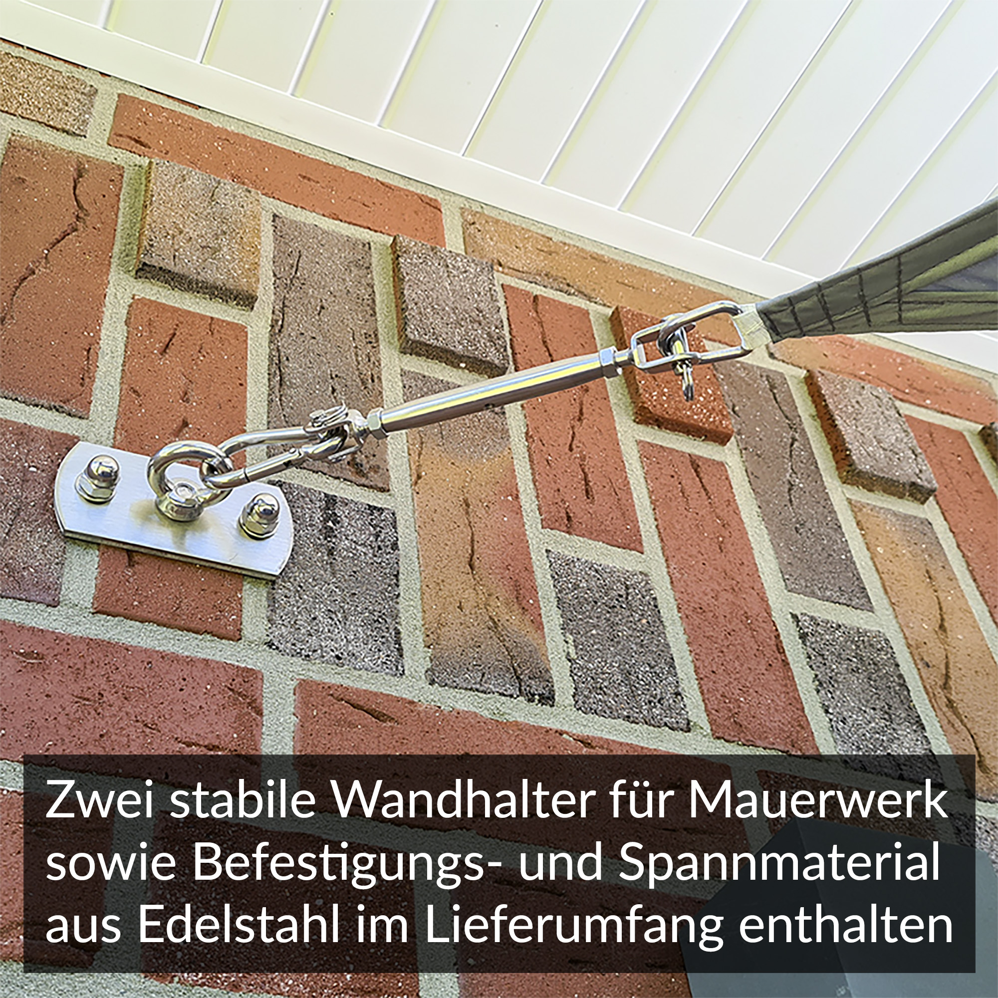Befestigungsset für dreieckige Sonnensegel mit Robinienpfosten