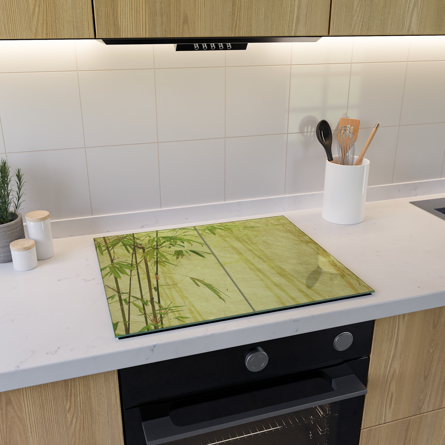 Herdabdeckplatte Antiker Bambus | Wallario.de
