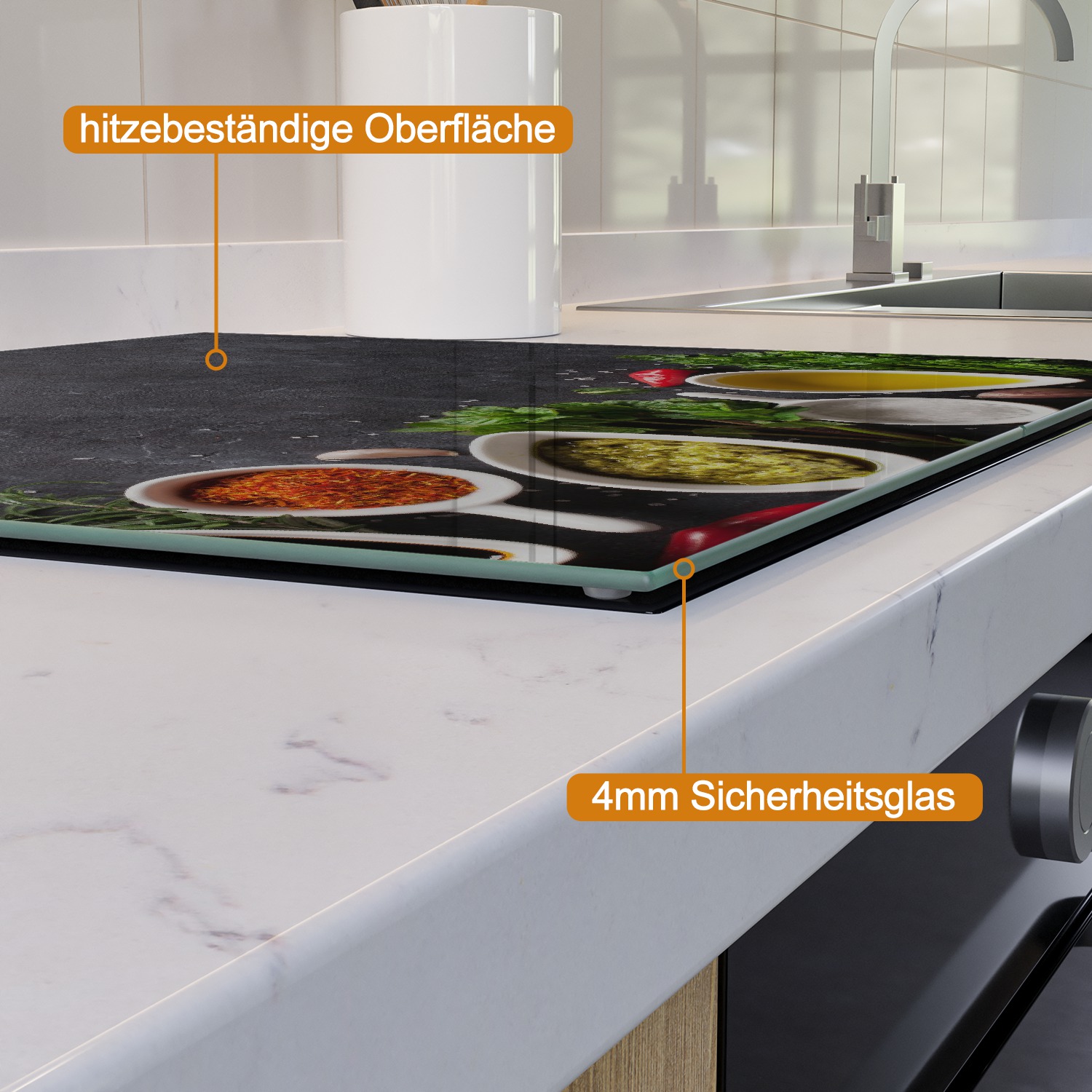 Primedeco Herd-Abdeckplatte Herdabdeckplatte Spritzschutz Aus Glas Blumenmuster Glas 2 Tlg S0p2m04z