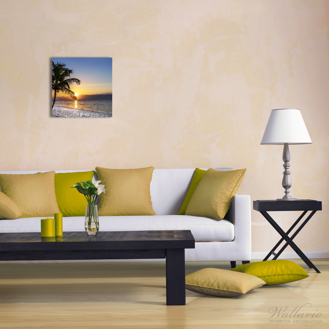 Wallario Glasbild - Bunte Cocktails An Schwarzer Wand | 50x50 Cm | Freischwebendes Wanddekor