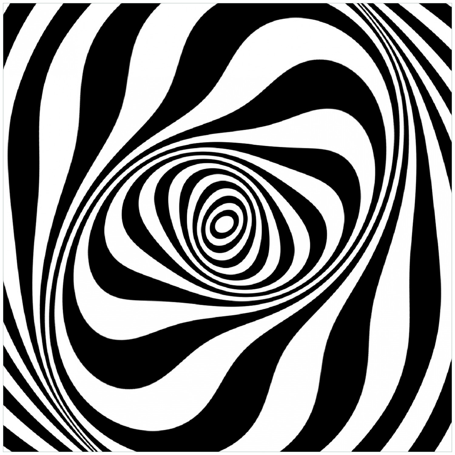 Glasbild Optische Täuschung - Zebra Muster - schwarz weiß | Wallario.de