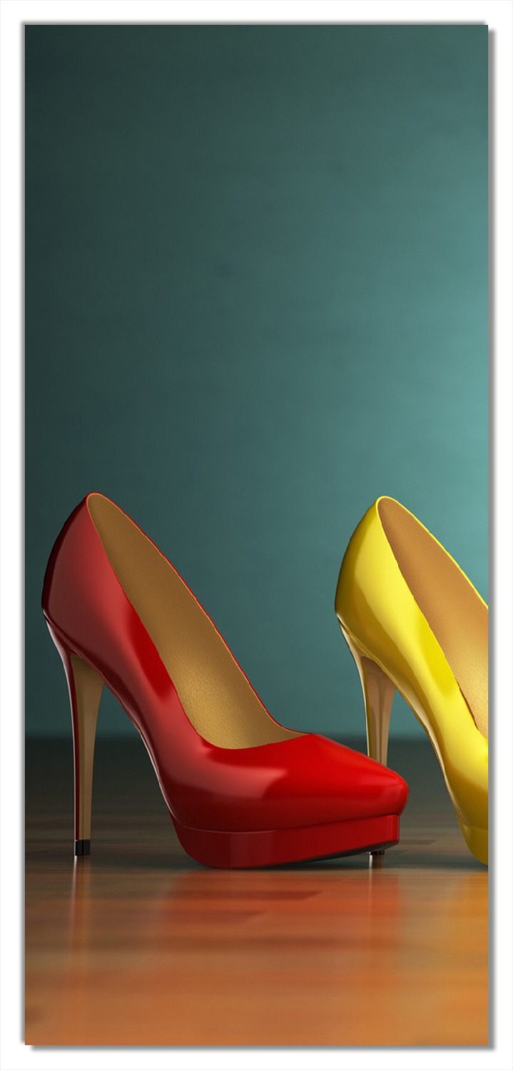 Selbstklebende Türtapete Bunte Schuhe High Heels für Frauen