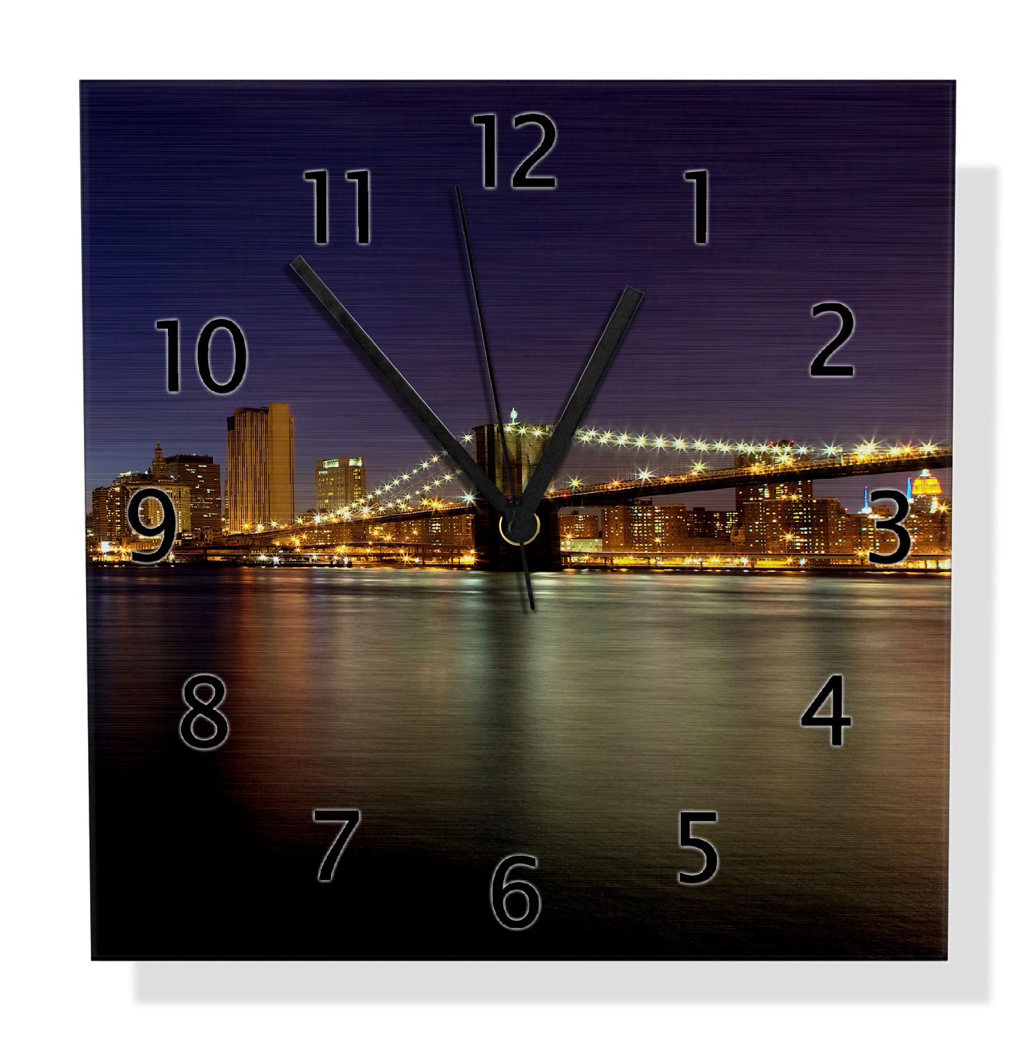 Wanduhr aus Aluverbund New York Skyline Brooklyn Bridge und