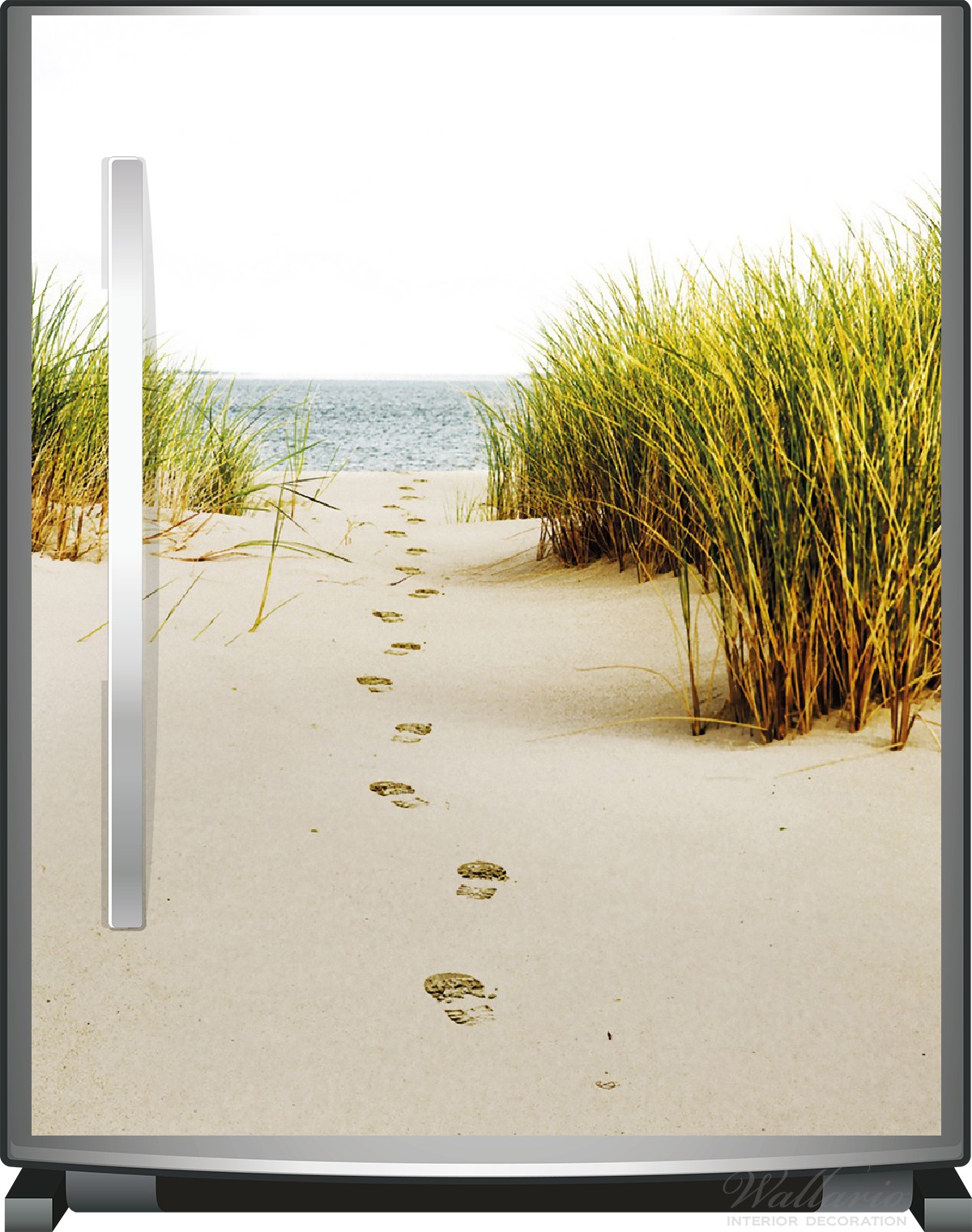 Miss Melody Stickerbuch Wallario Magnetfolie Für  Kühlschrank/Geschirrspüler, Magnetisch Haftend - 60 X 60 Cm, Motiv: Spuren  Im Sand- Fußspuren Durch Die Düne Zum Meer Neodym Magnet Spielzeug, image size:1200x1520