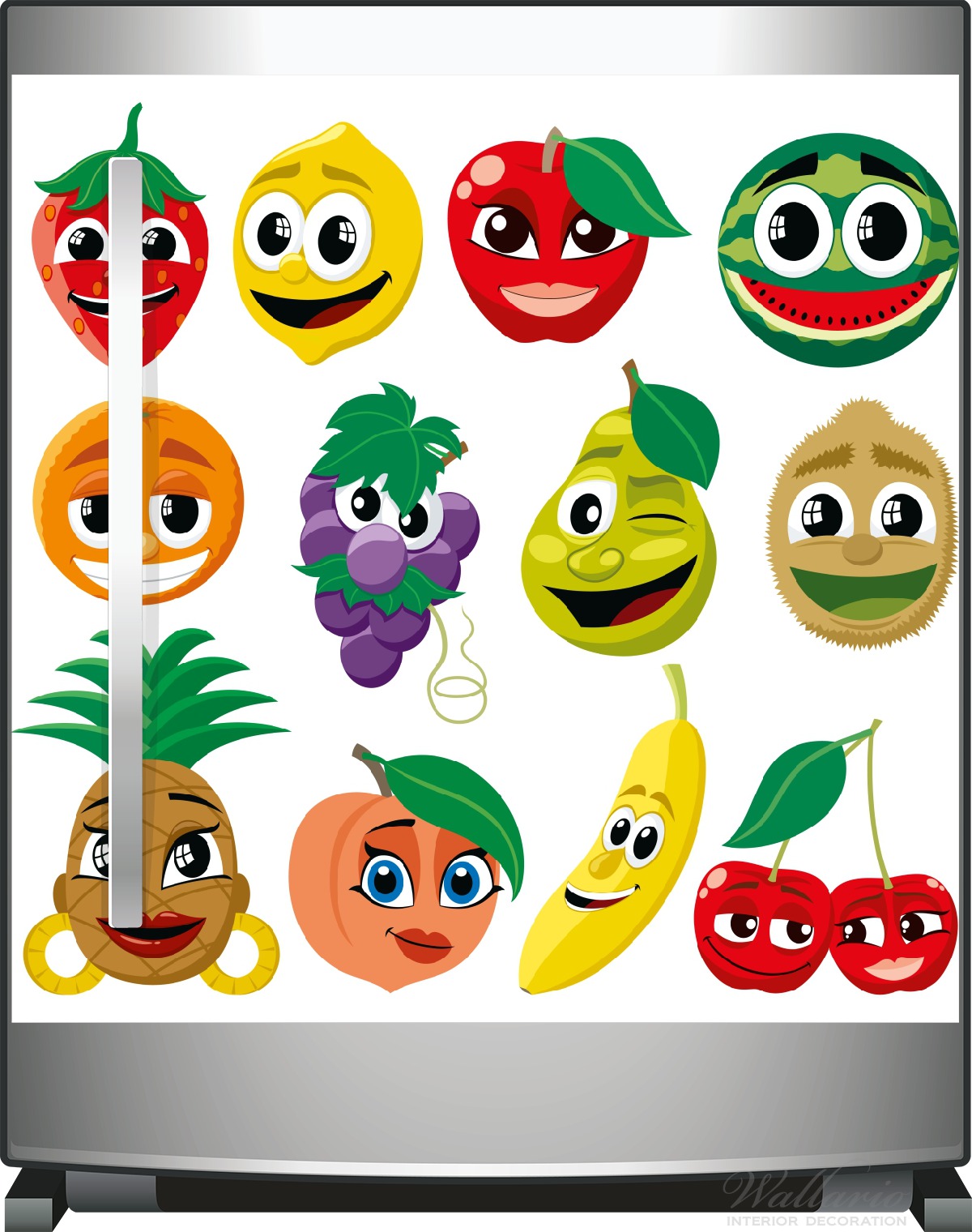 Kühlschranksticker Obst-Smilies im Comic-Stil - Lustige Früchte