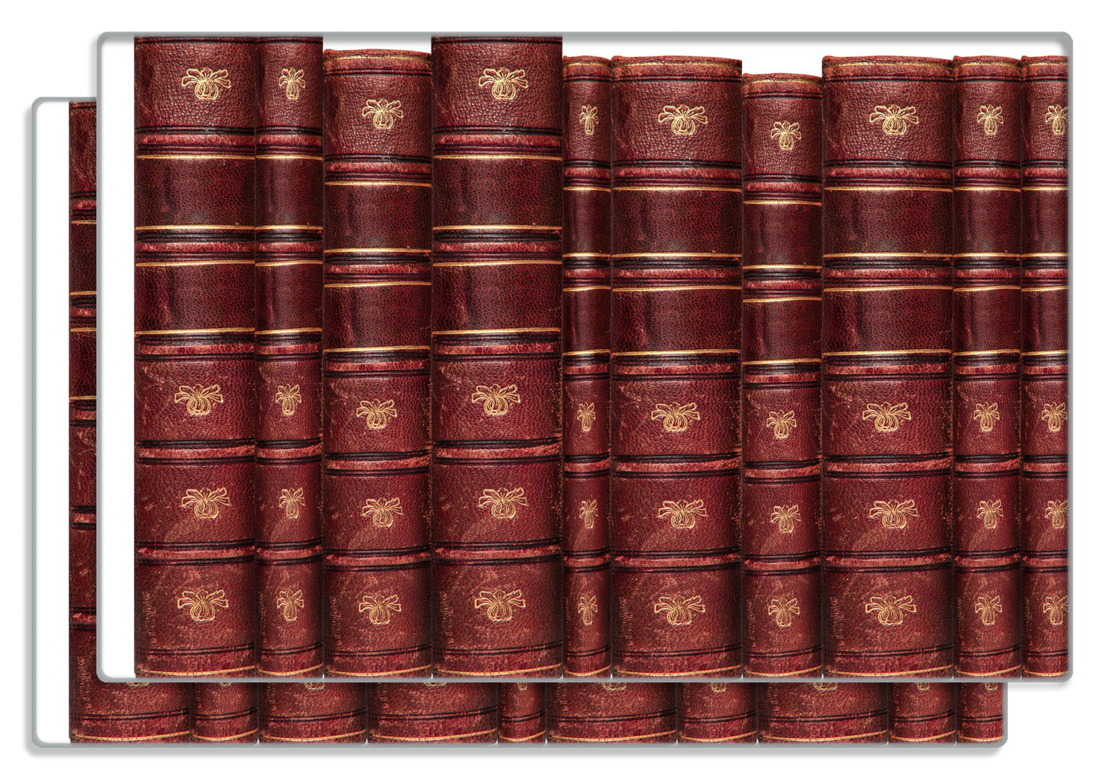 Frühstücksbrettchen Alte Bücher mit rotem Ledereinband | Wallario.de