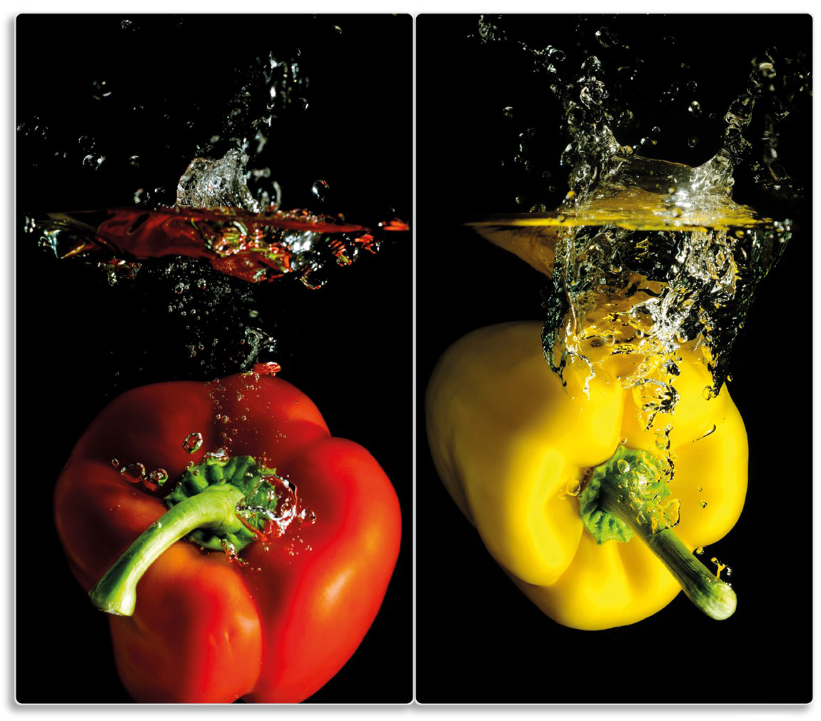 60x52 cm Herdabdeckplatten aus Glas Spritzschutz Roter Paprika Chili