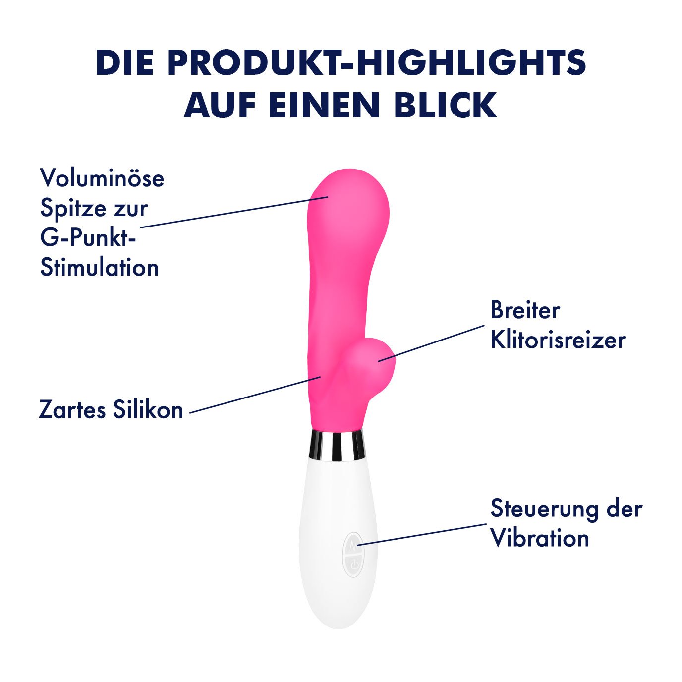 EIS Vibrator, Silikon-Rabbit, 21 cm, wasserdicht (IPX7), hautfreundlich