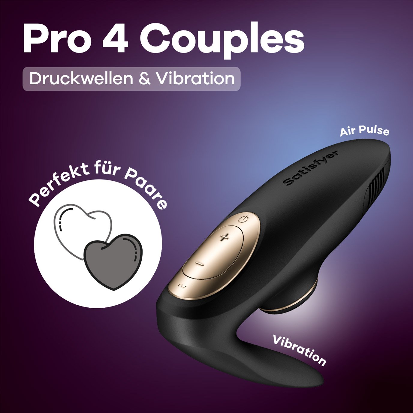 Satisfyer Pro 4 Couples, Paarvibrator, Druckwellen & Vibration, Silikon Artikelbild 2