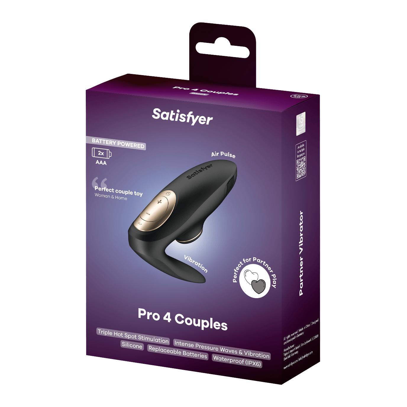 Satisfyer Pro 4 Couples, Paarvibrator, Druckwellen & Vibration, Silikon Artikelbild 4