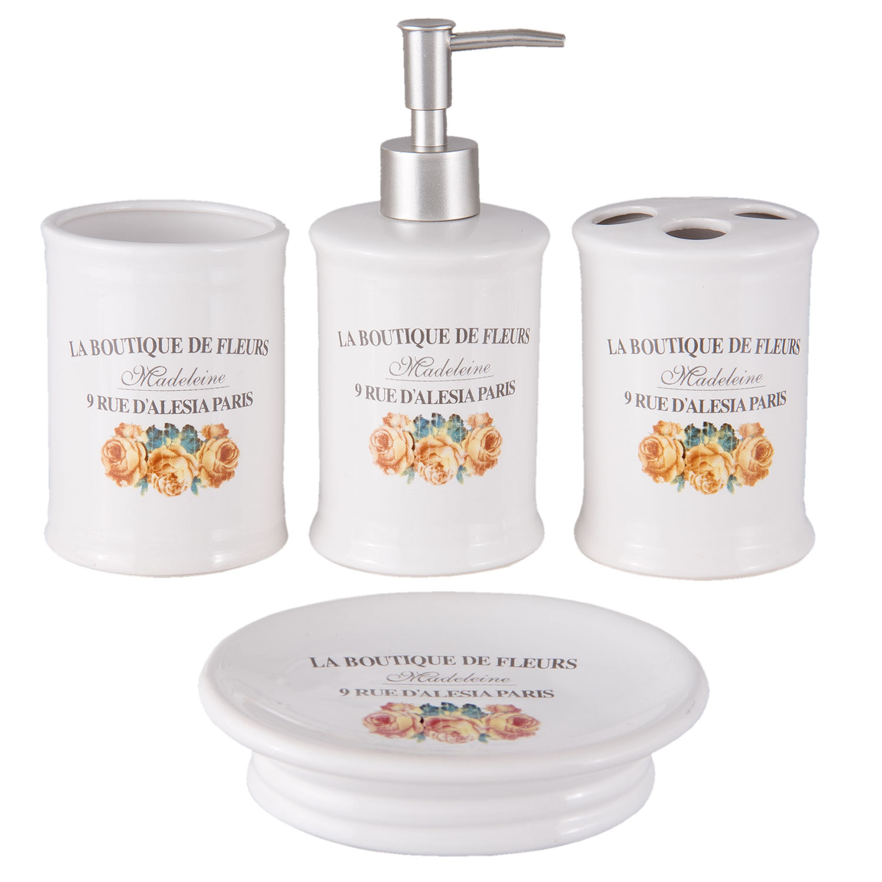 Tolles 4 teiliges Badset, Badezimmer Accessoires aus Keramik , Modell