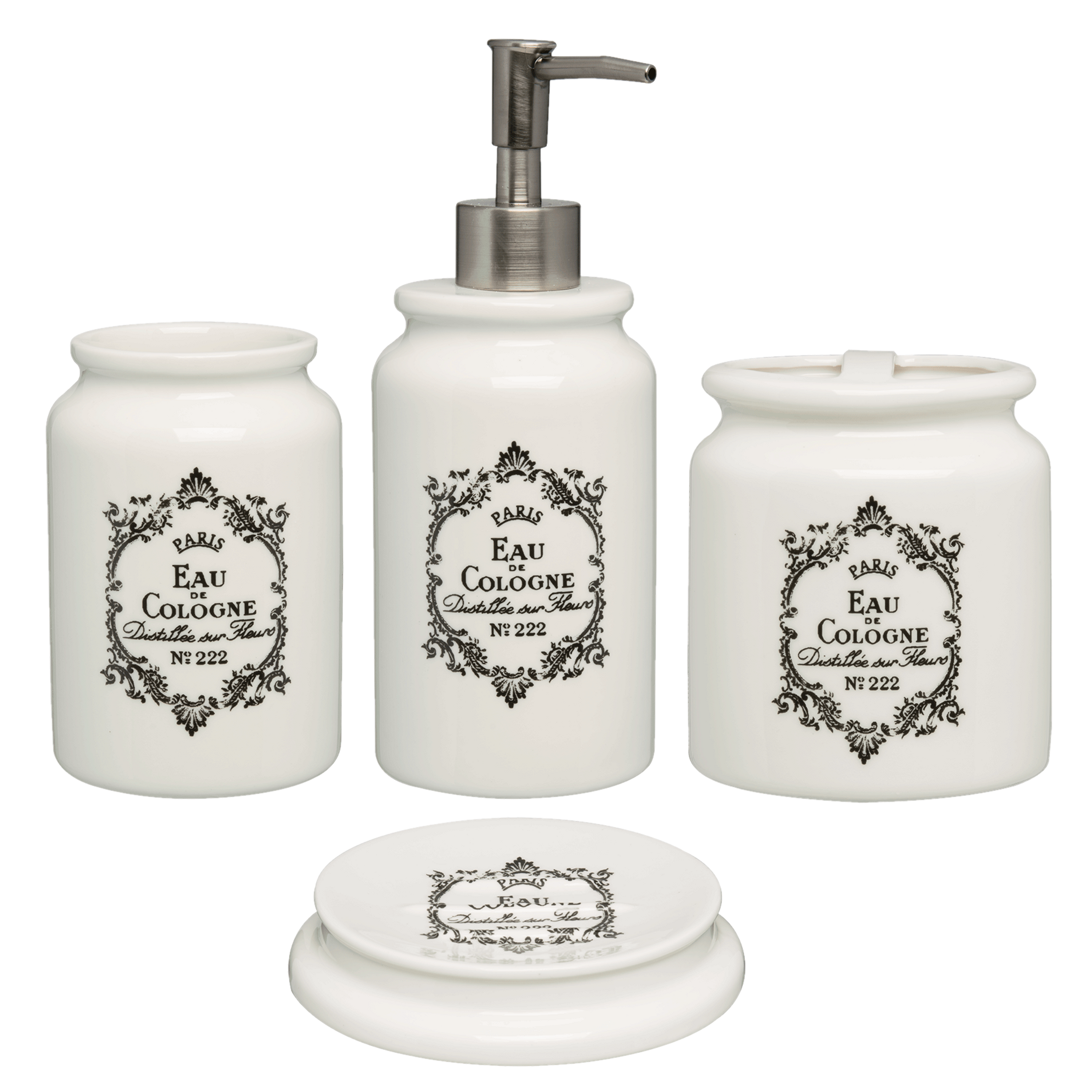 Tolles 4 teiliges Badset, Badezimmer Accessoires aus Keramik , Modell