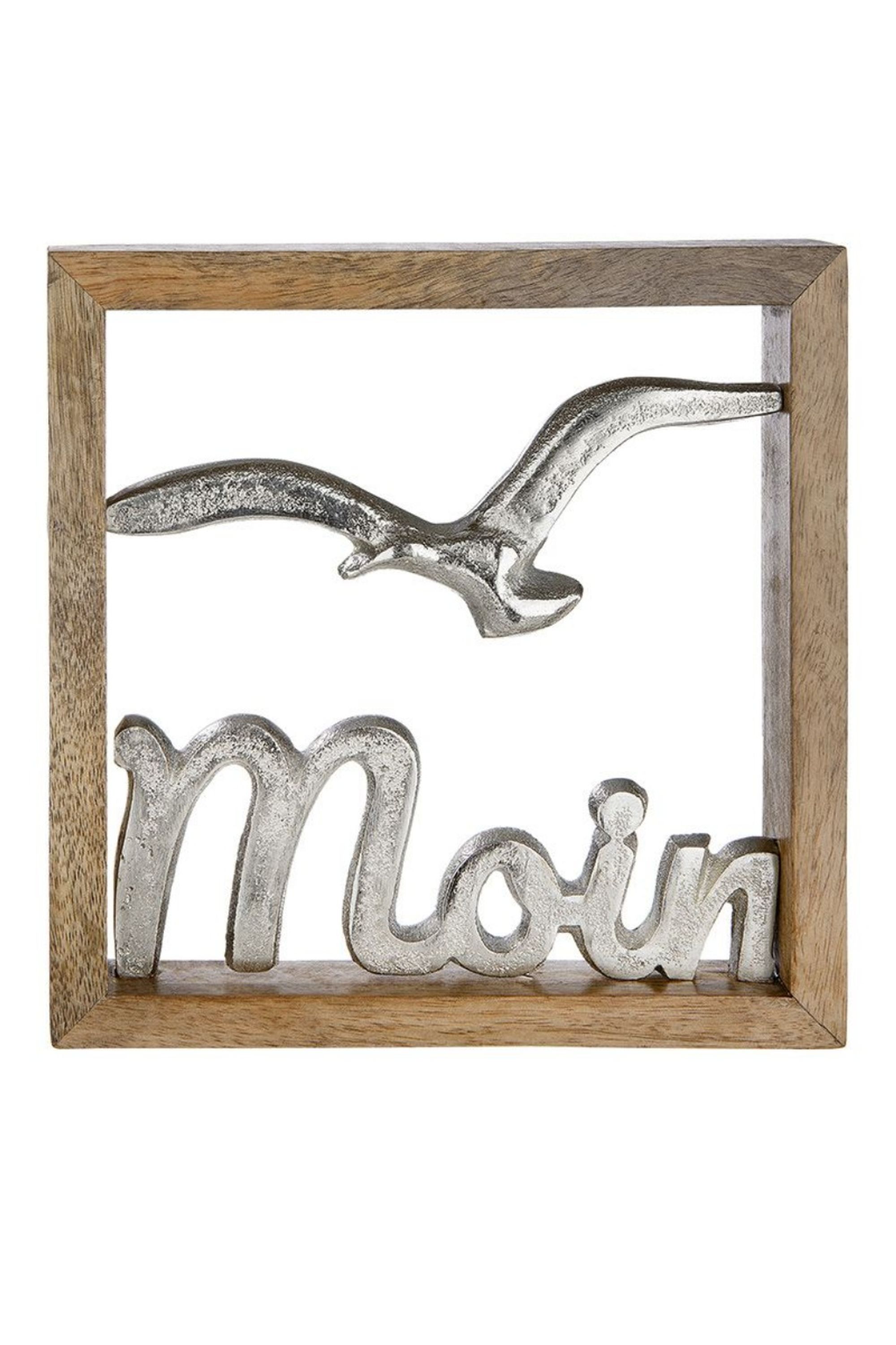 Großer edler maritimer Schriftzug auf Mango-Holz in brüniertem