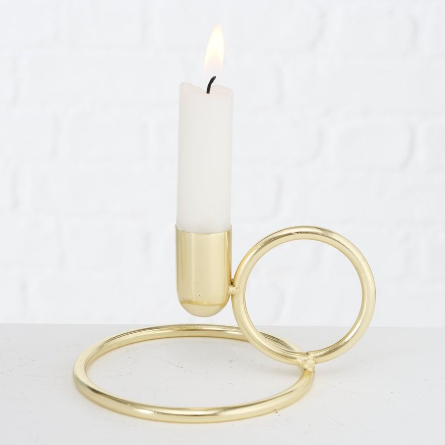 2er Set goldfarbener Kerzenstaender Hoehe 7 cm mit 12 cm Breite | Luxbo