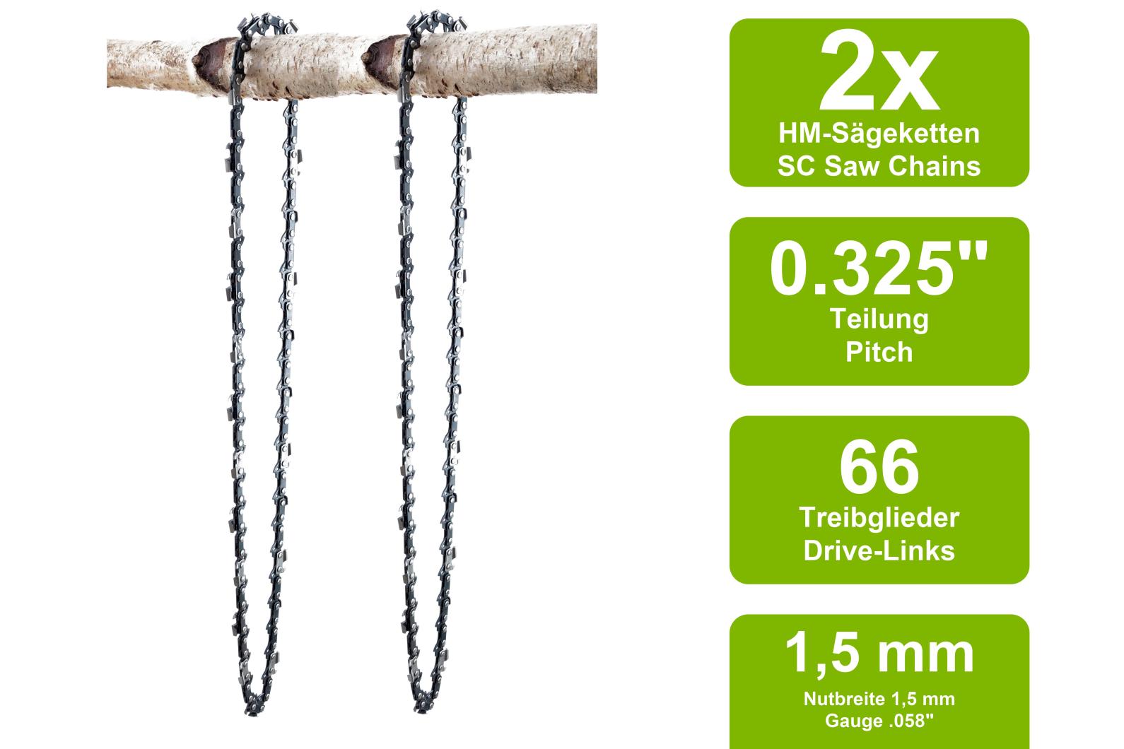 40cm SWS Forst Schwert mit 4 HM Sägeketten 325 1,5mm 66TG p.f Husqvarna 450e 40cm SWS Forst Schwert mit 4 HM Sägeketten 325 1,5mm 66TG p.f Husqvarna 450e