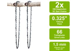 2 Sägeketten passend Güde KS400B40cm 0.325 66TG 1,5mm