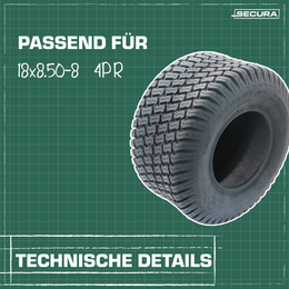 2x Reifen 18x8.50-8 inkl. Schläuche mit Winkelventil TR87 