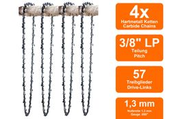 4 Hartmetall Sägeketten passend für Alpina 352 | 40cm 3/8LP 57TG 1,3mm