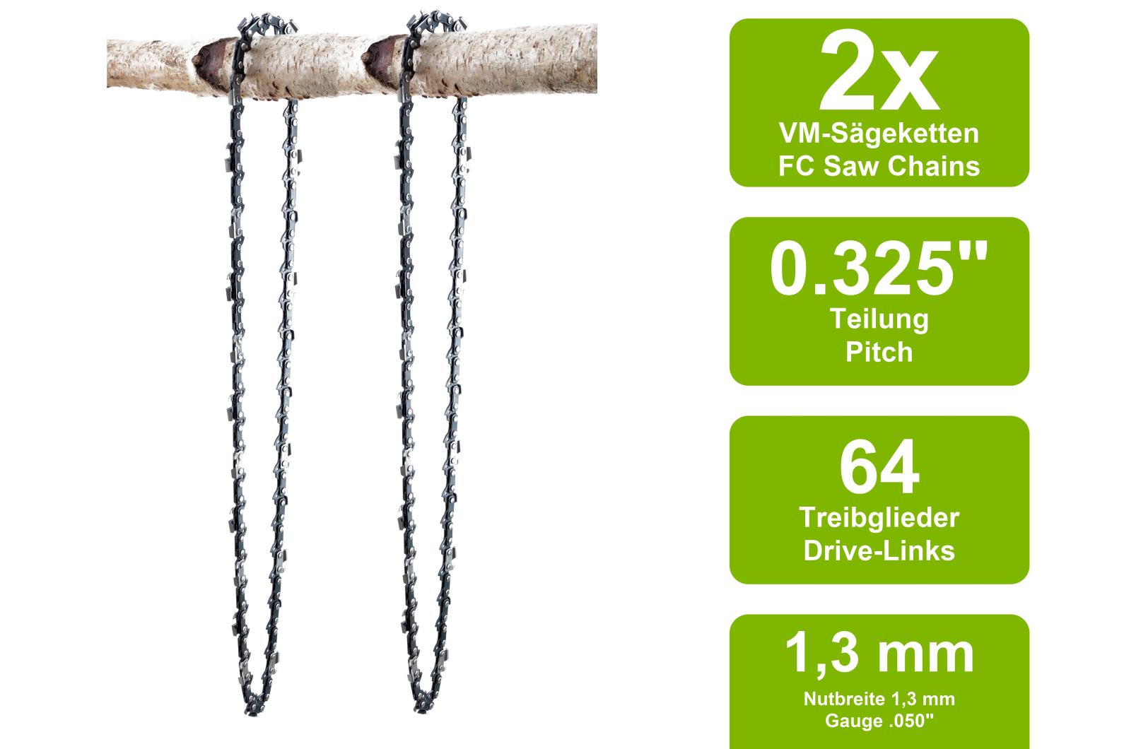 Catena Motosega Confezionata .325 1.3 Mm - .050 64 Maglie Senza Antirimbalzo Profilo Semi Tondo 459313 24891727