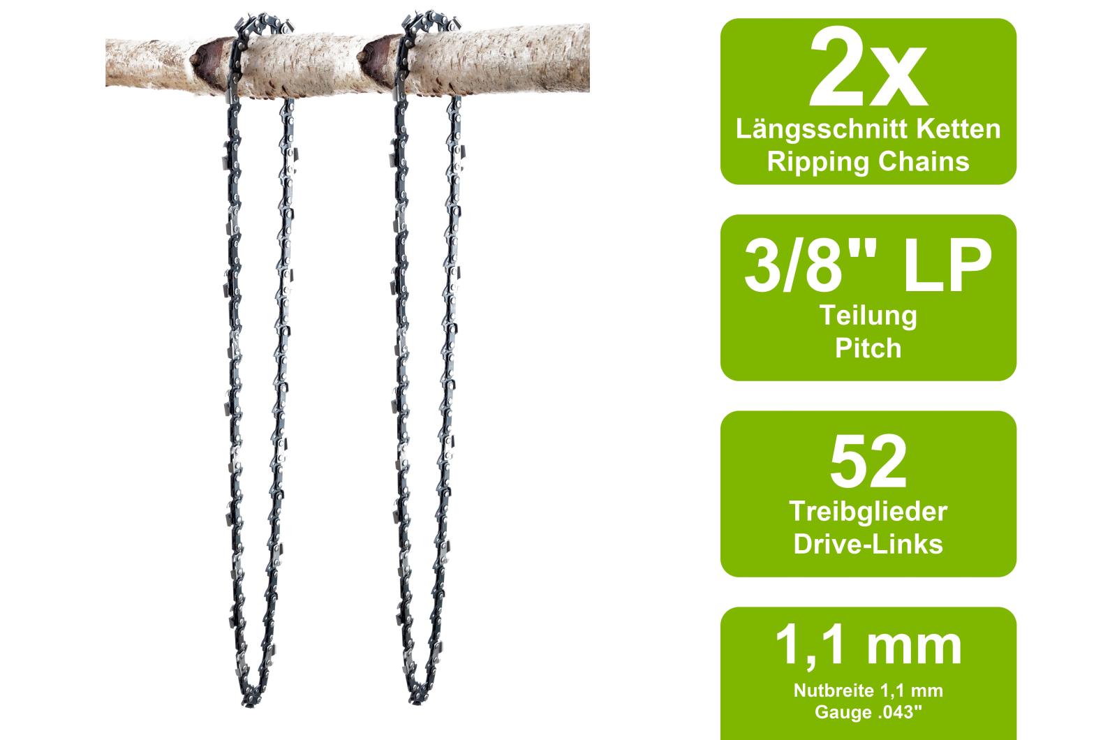 2er-Pack OREGON Sägekette 3/8"-1,1mm-35cm EINHELL Akku-Kettensäge GE-LC 36/35 Li - Foto 13