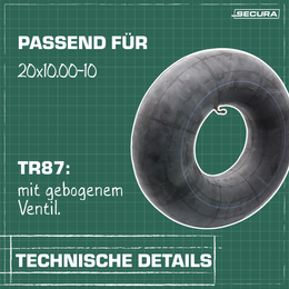 2x Reifen 20x10.00-10 tubeless inkl. Schläuche mit gebogenem Ventil TR87
