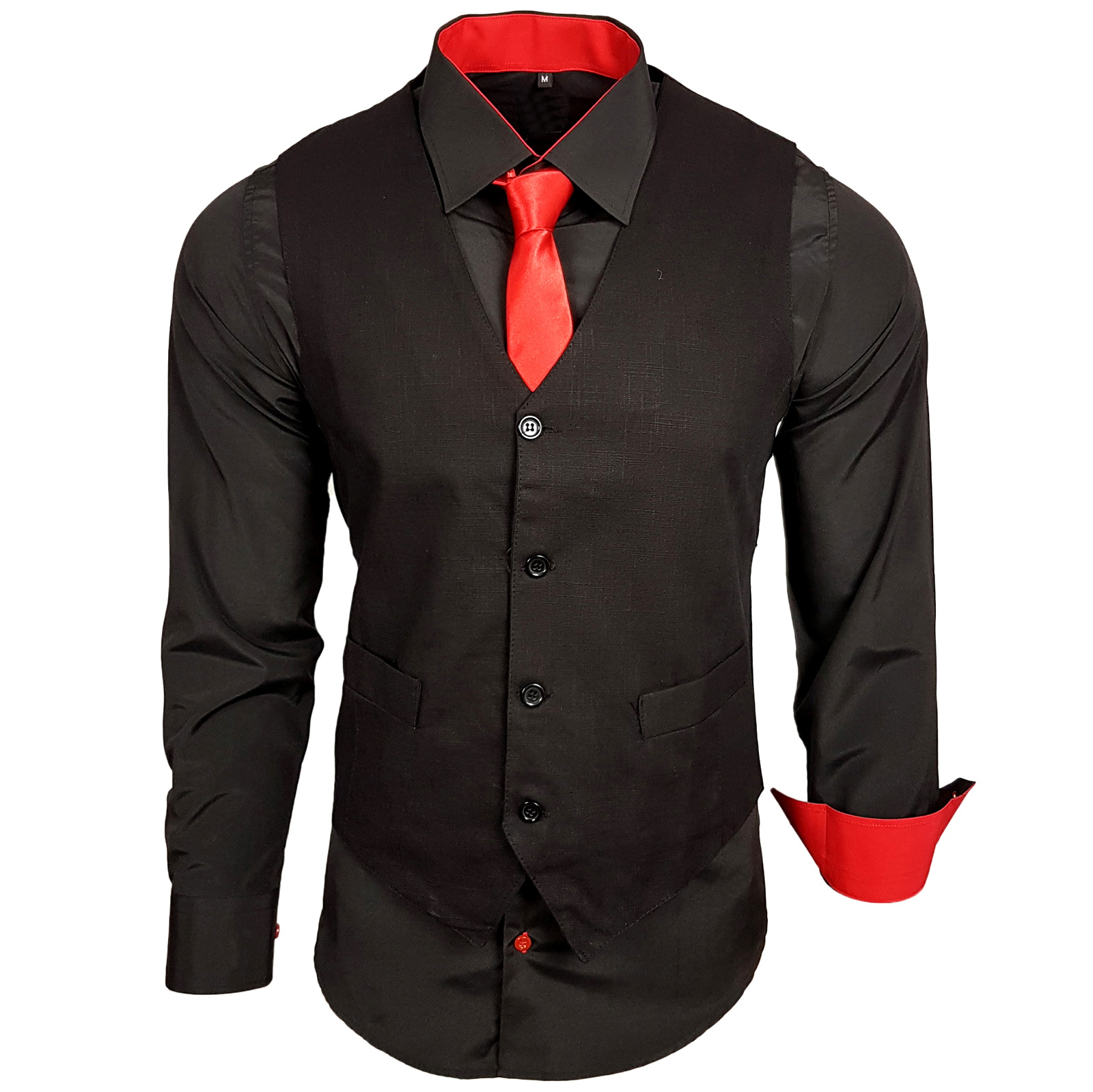 HerrenHemd SlimFit+Weste+Krawatte SET Anzug Business Freizeit Hochzeit 44HWK eBay