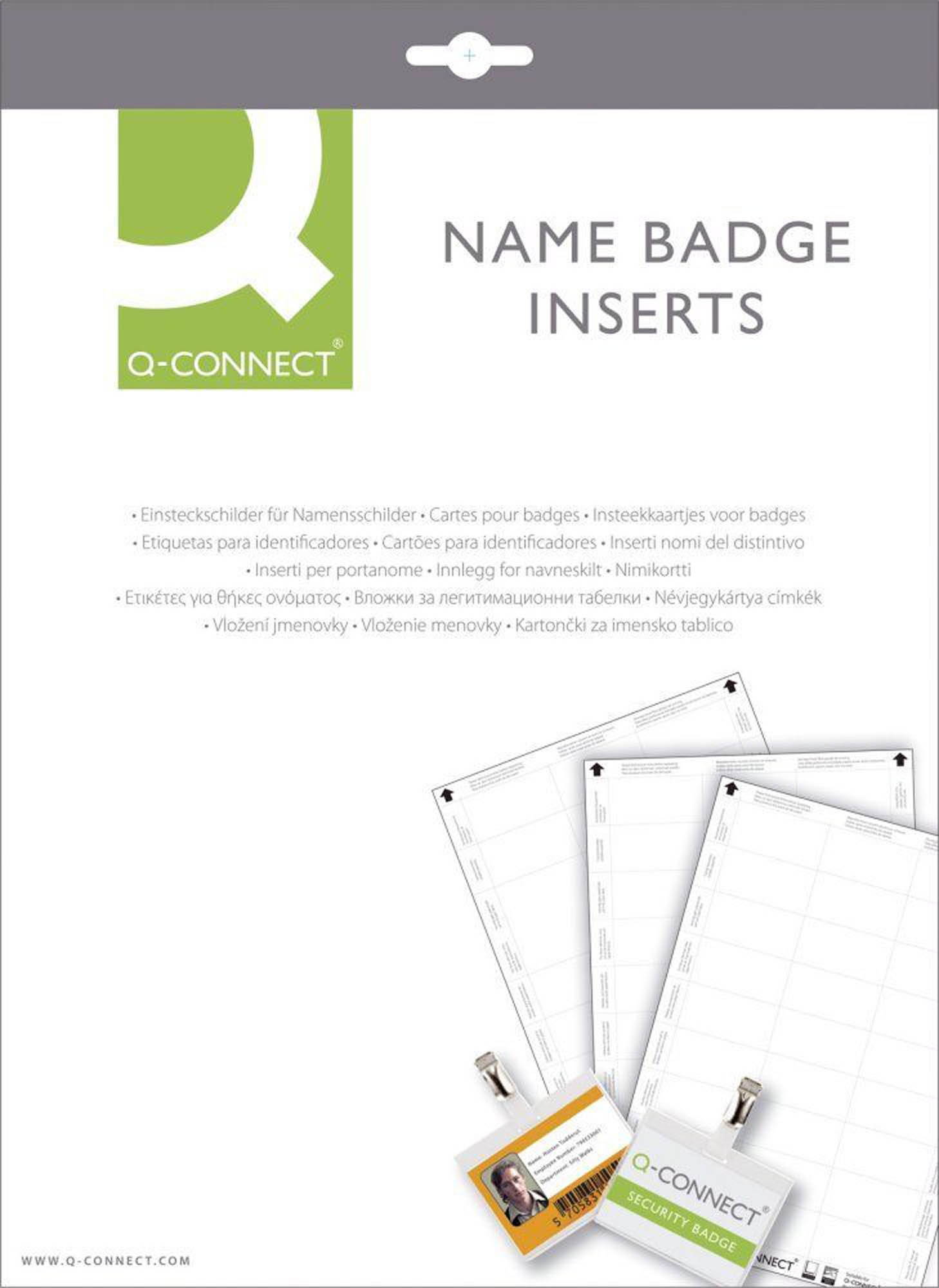 Etiketten QConnect KF02288, für Namensschilder, 75 x 40 mm, 25 Blatt