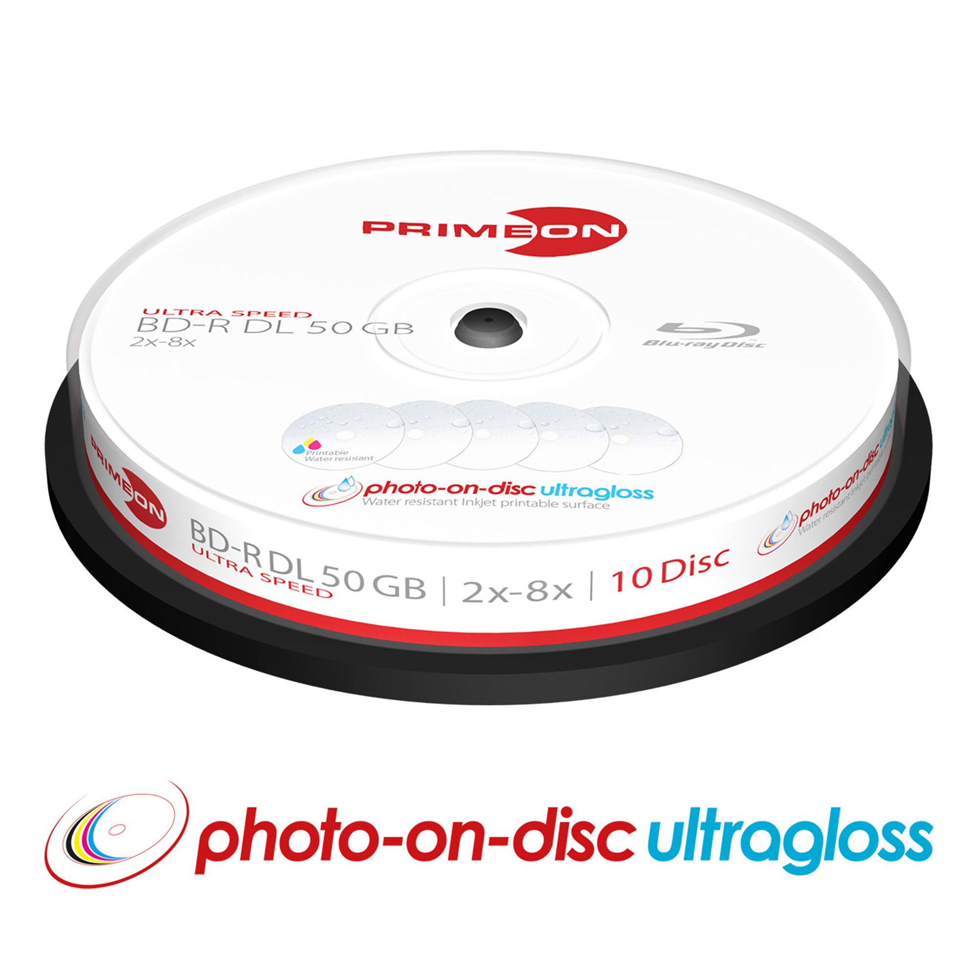 BDR DL 50GB/28x Primeon, photoondisc ultragloss, 10er Spindel