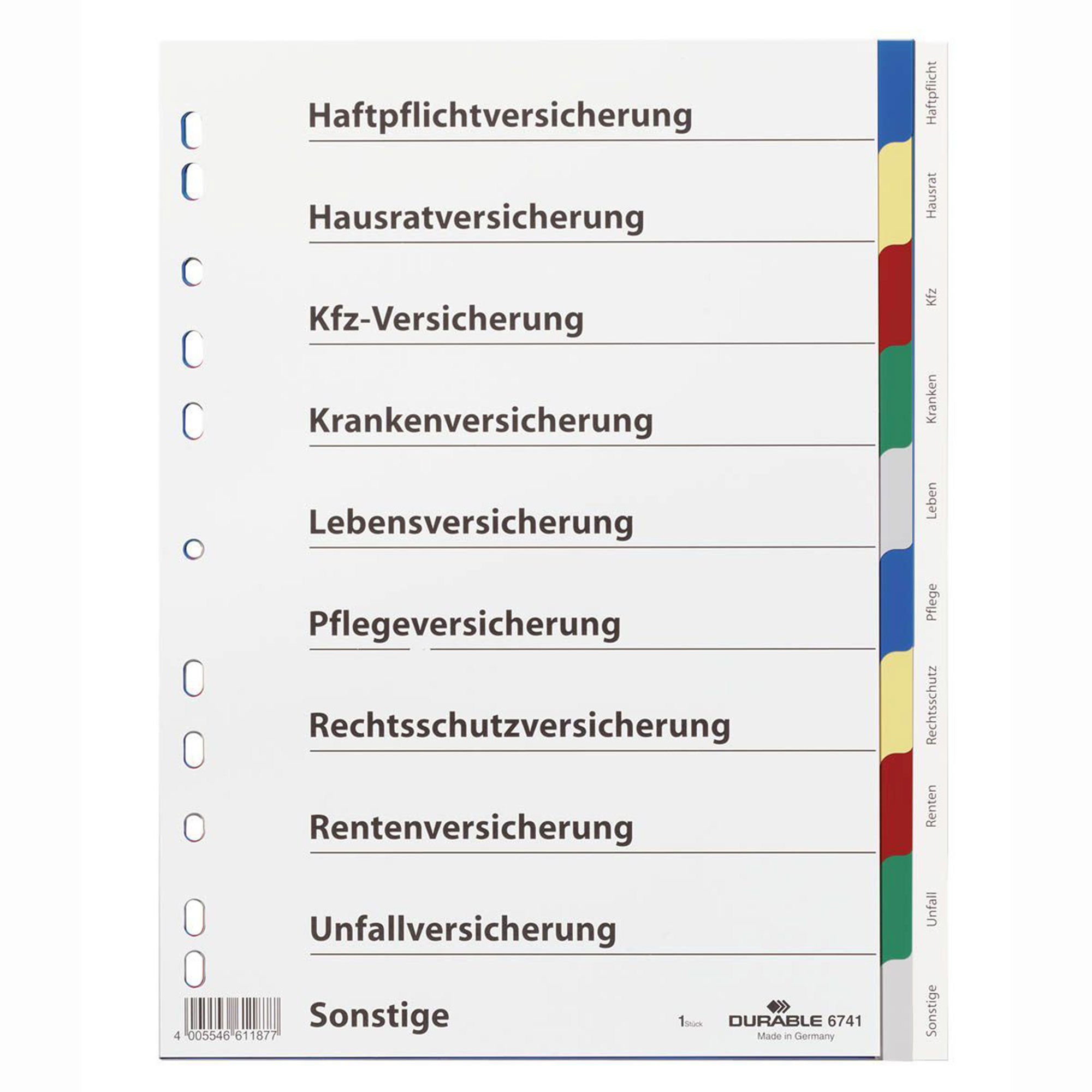 10 x Ordnerregister f/ür Versicherungen