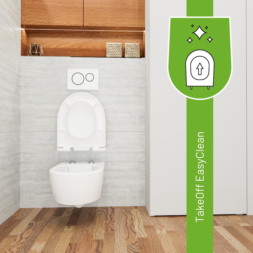 WC-Sitz mit Klicksystem: TakeOff EasyClean Abnahmefunktion