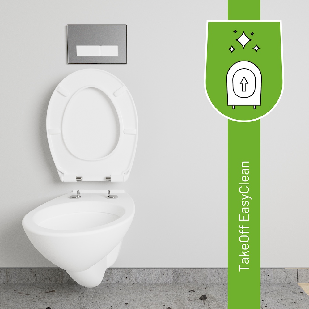 WC-Sitz mit Klicksystem: TakeOff EasyClean Abnahmefunktion