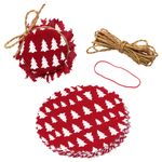 Sturzglas Stoffdeckchen 10 Stück Tannenbaum rot + Gummiband + 4m Jute-Schnur_Bild_1