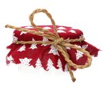 Sturzglas Stoffdeckchen 10 Stück Tannenbaum rot + Gummiband + 4m Jute-Schnur_Bild_3