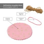 Sturzglas Stoffdeckchen 10 Stück rosa goldene Sterne + Gummiband + 4m Jute-Schnur_Bild_5