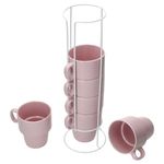 6er Set Kaffeebecher mit Ständer Stata Vessia Rosa Porzellan - 11801_Bild_2