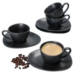 01-24322661-HIT-Manhattan-Espressotasse-mit-Untertasse-oval-7-5cm-fuer-4Personen-Deko.jpg 4er Set Manhattan Espressotasse mit Untertasse für 4 Personen schwarz - 24322661_Bild_1