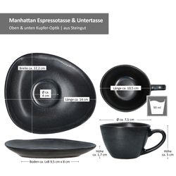 07-24322661-HIT-Manhattan-Espressotasse-mit-Untertasse-oval-7-5cm-Bemassung.jpg 4er Set Manhattan Espressotasse mit Untertasse für 4 Personen schwarz - 24322661_Bild_7